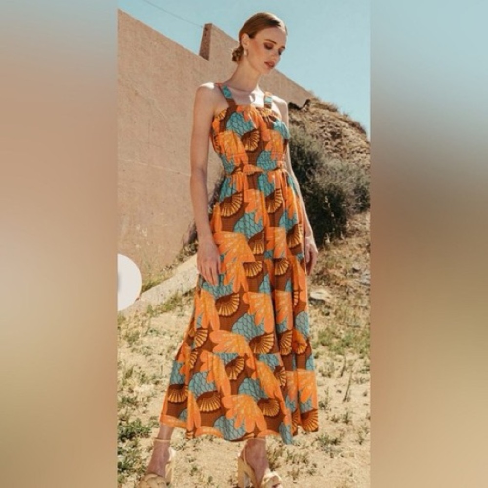CLEOBELLA Jolene Smocked Ankle Maxi Midi Dress 100% GOTS Organic Cotton NEW - Picture 4 of 15